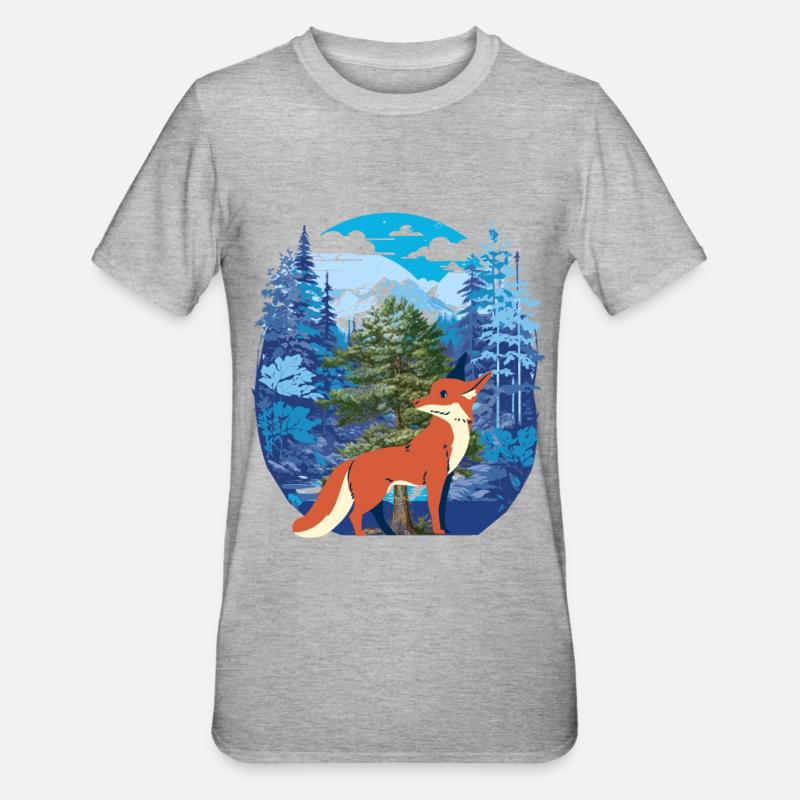 Fox Foxes Forest - Unisex Polycotton T-Shirt - heather grey