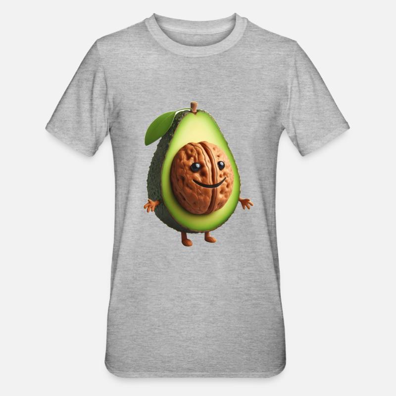 Cute avocado with walnut kernel! - Unisex Polycotton T-Shirt - heather grey