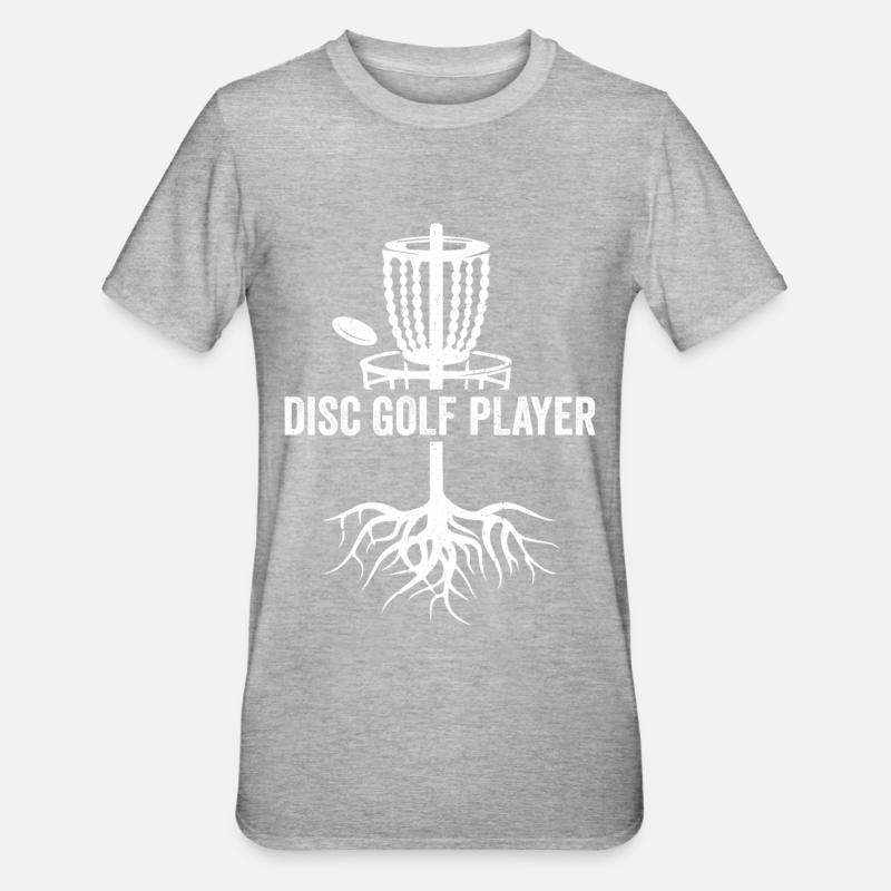 Disc Golf Player Disc Golf Basket Disc Golfer - Unisex Polycotton T-Shirt - Grau meliert