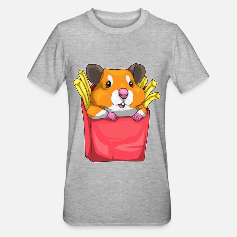 Frites de hamster - T-shirt polycoton Unisexe - gris chiné