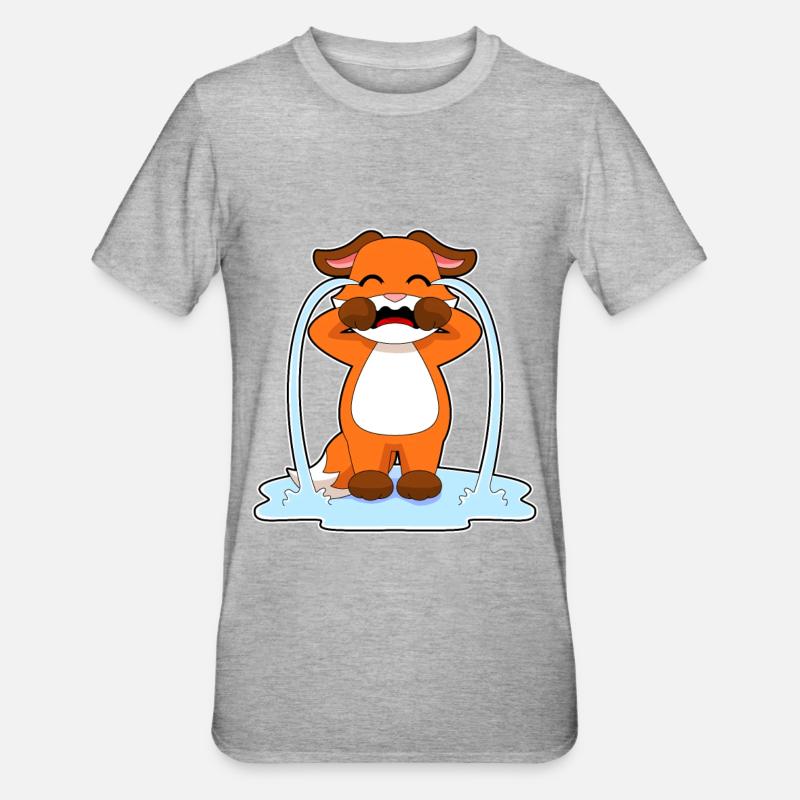 Fuchs weint - Unisex Polycotton T-Shirt - Grau meliert