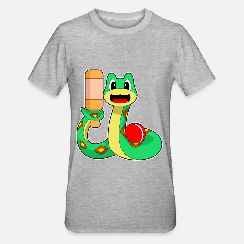 Serpent Cricket Batte de cricket - T-shirt polycoton Unisexe - gris chiné