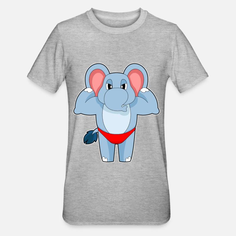 Elephant Bodybuilder Bodybuilding - Unisex Polycotton T-Shirt - heather grey