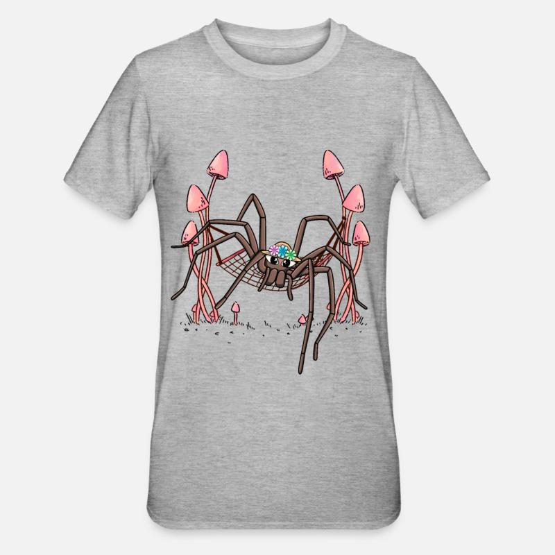 Spider Hanging Hammock Spider Web - Unisex Polycotton T-Shirt - heather grey