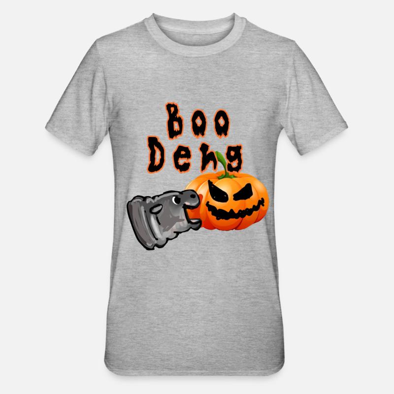 Boo deng,moo deng,nilpferd, halloween,illustration - T-shirt polycoton Unisexe - gris chiné