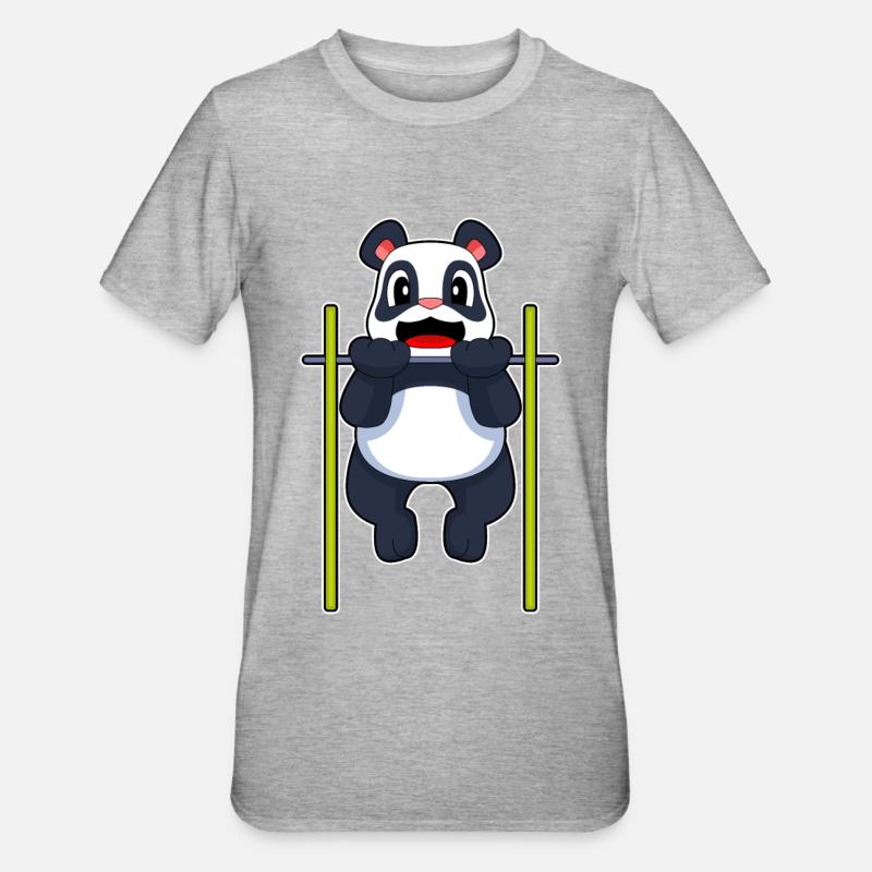 Panda Bodybuilder Tractions Musculation - T-shirt polycoton Unisexe - gris chiné