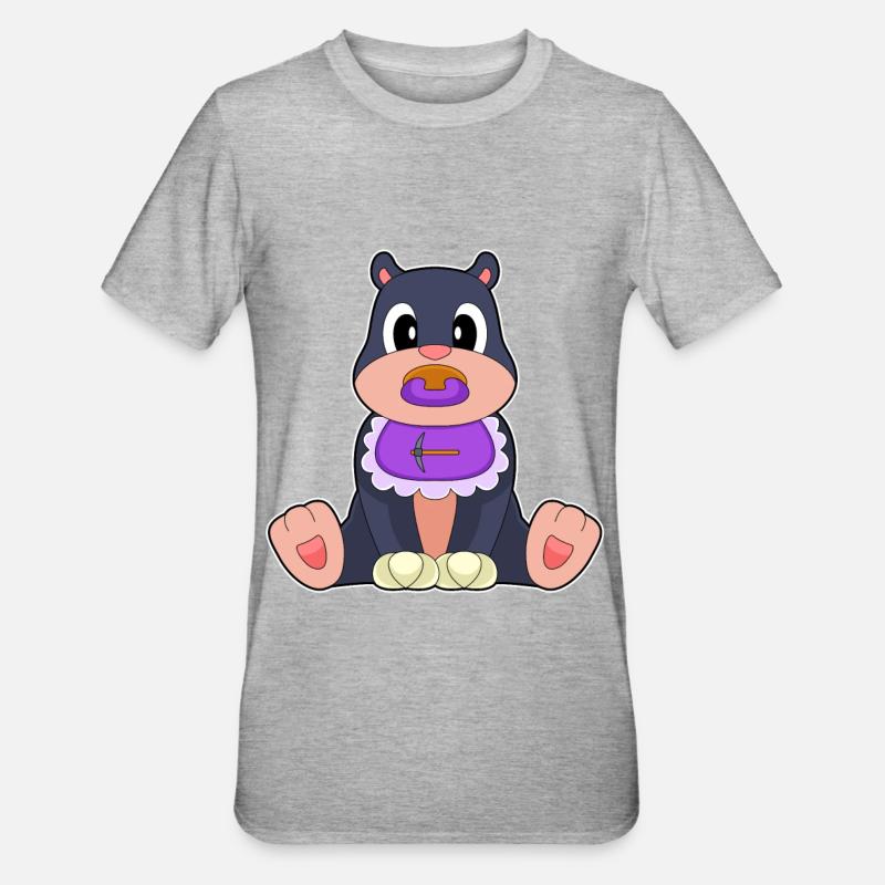 Mole Baby Bib Pacifier - Unisex Polycotton T-Shirt - heather grey