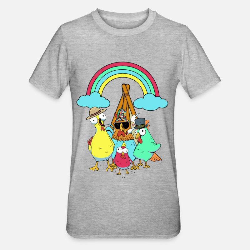 Hippie Tipi Kyllinger Hippies Kylling - Unisex Polycotton T-skjorte - gråmelert