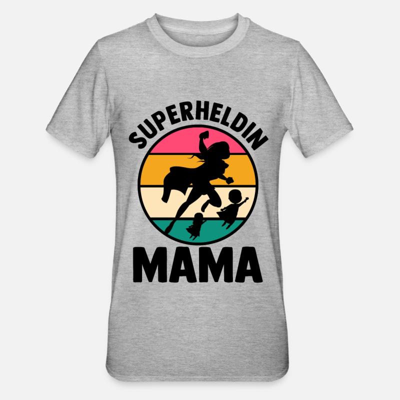 Mutter Superheldin Mama - Unisex Polycotton T-Shirt - Grau meliert