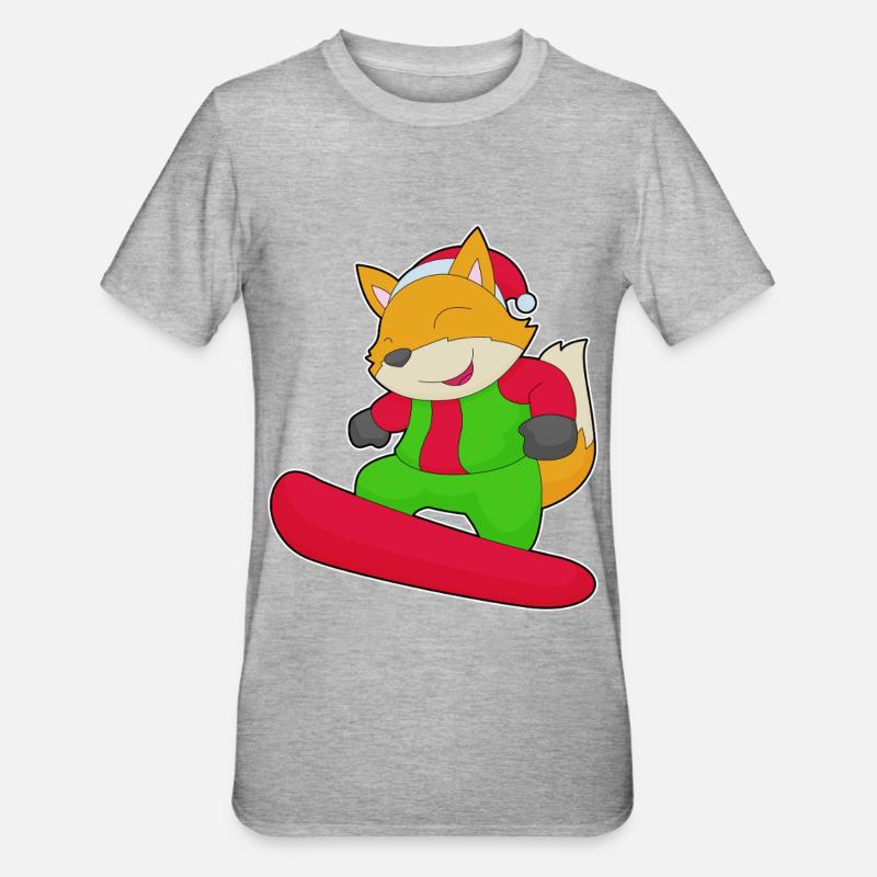 Fox Noël Snowboard - T-shirt polycoton Unisexe - gris chiné