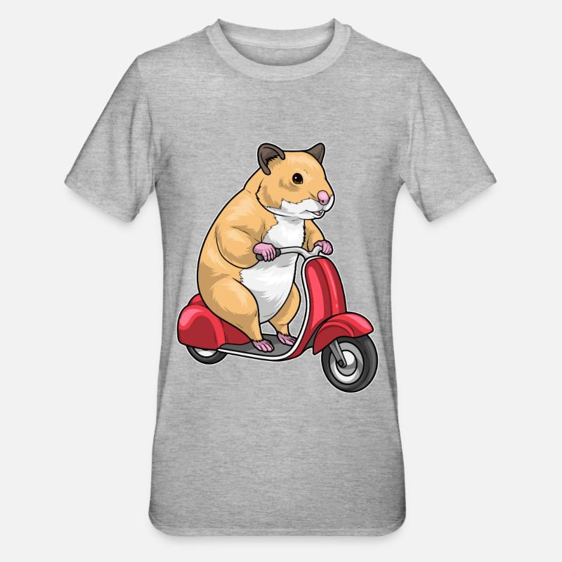 Hamster Motorroller - Unisex Polycotton T-Shirt - Grau meliert
