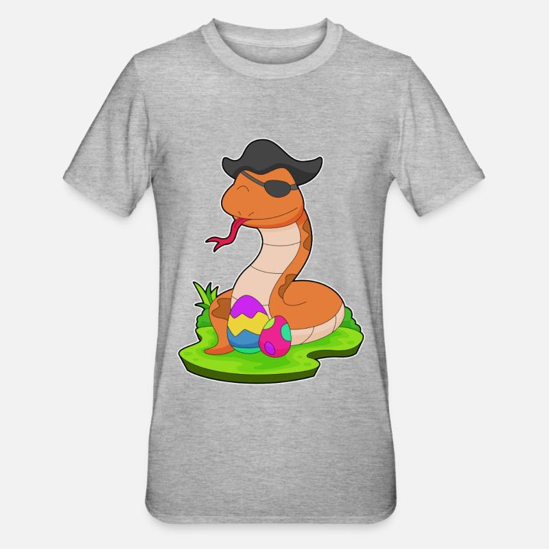 Snake Easter Pirate - Unisex Polycotton T-Shirt - heather grey