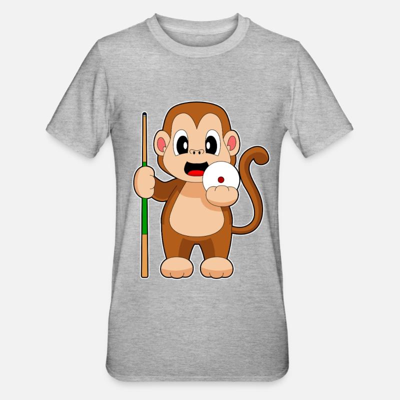 Queue de billard Monkey - T-shirt polycoton Unisexe - gris chiné