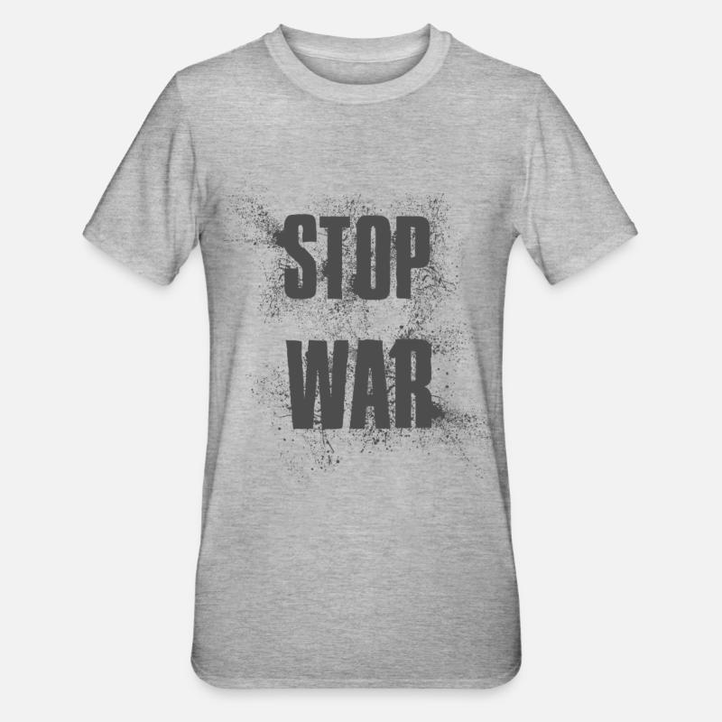 STOP WAR – NO WAR - PEACE - Unisex Polycotton T-Shirt - Grau meliert