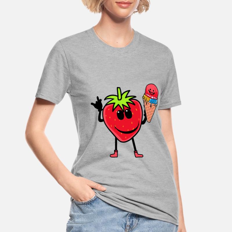 Erdbeerer Erdbeere Eis Eiscrem Eiskrem Kinder Unisex Polycotton T-Shirt