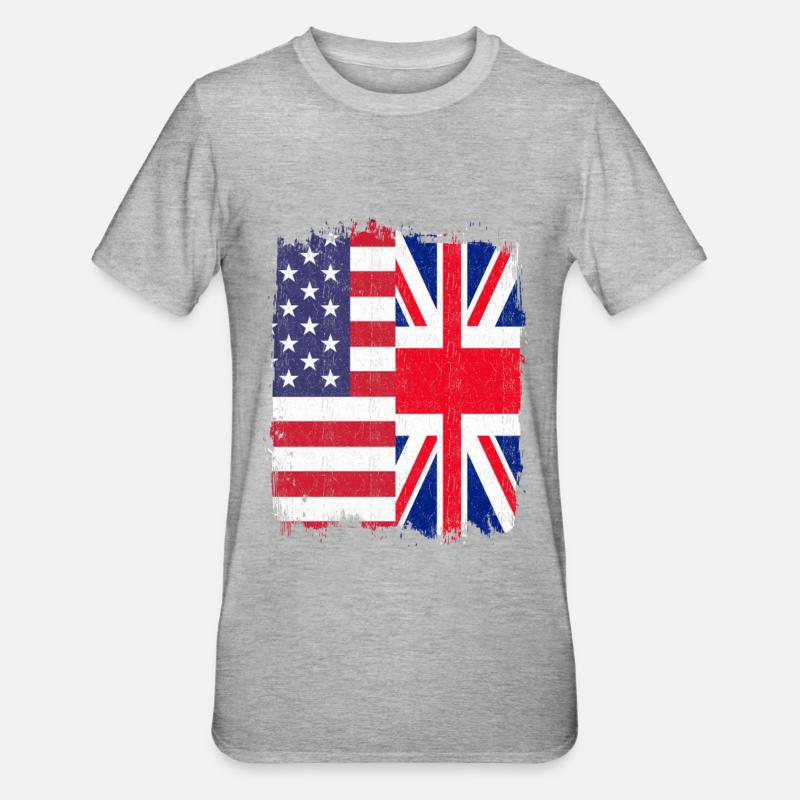 ROYAUME-UNI ÉTATS-UNIS Drapeau - T-shirt polycoton Unisexe - gris chiné