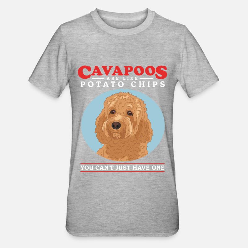 Cavapoo Hund Cavoodle Hundebesitzer Geschenk - Unisex Polycotton T-Shirt - Grau meliert