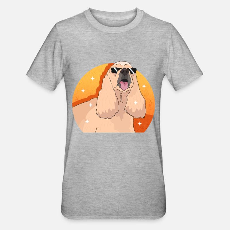 Cocker américain Spaniel chien cadeau - T-shirt polycoton Unisexe - gris chiné