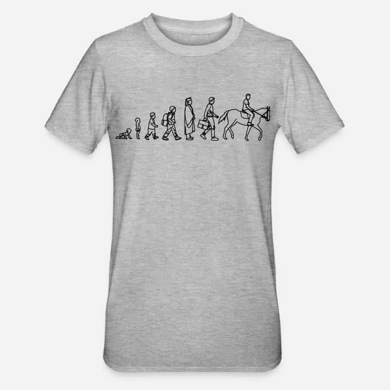 Evolution vom Kind zum Reiter - Unisex Polycotton T-Shirt - Grau meliert