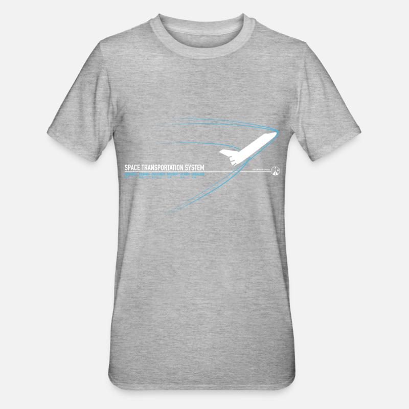 Space Shuttle (blauer Druck) - Unisex Polycotton T-Shirt - Grau meliert