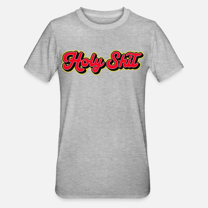 Holy Shit 3D Red Script - Unisex Polycotton T-Shirt - heather grey