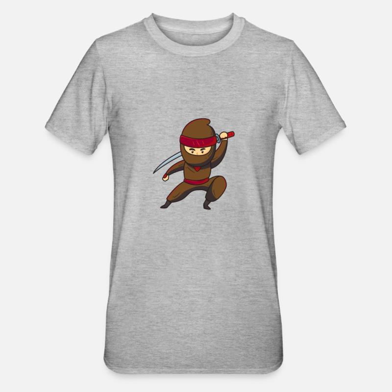 Ninja Ninjajunge Ninjafighter - Unisex Polycotton T-Shirt - Grau meliert