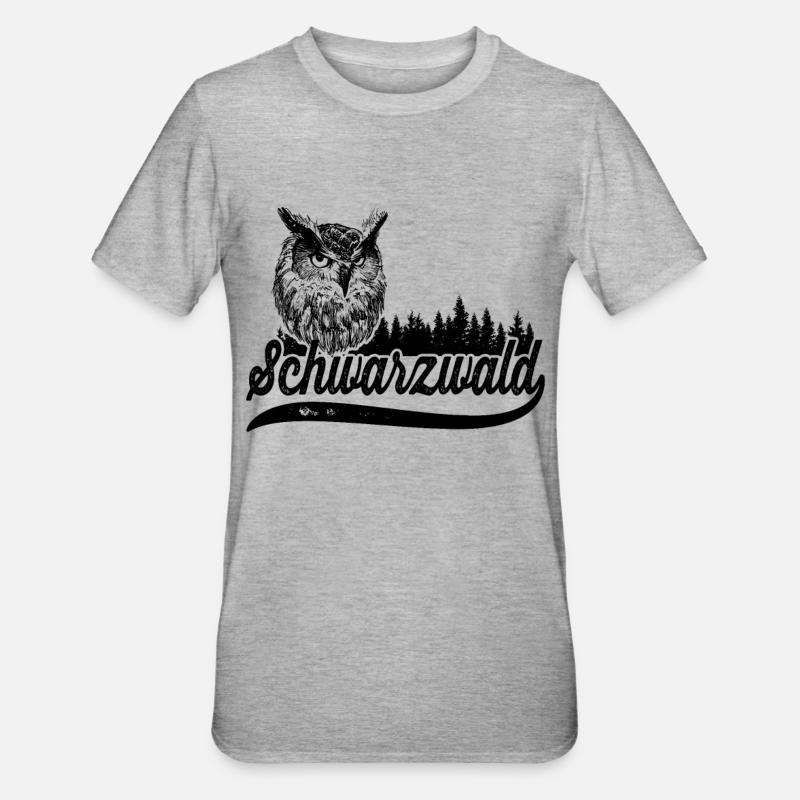 Schwarzwald Eule - Unisex Polycotton T-Shirt - Grau meliert