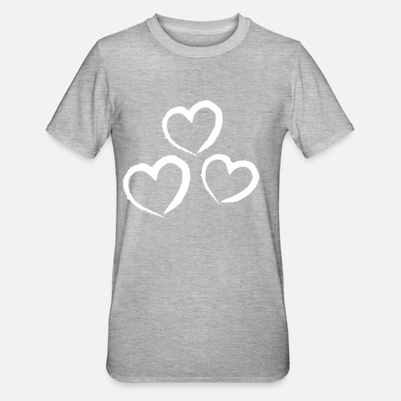 Cœurs - T-shirt polycoton Unisexe - gris chiné