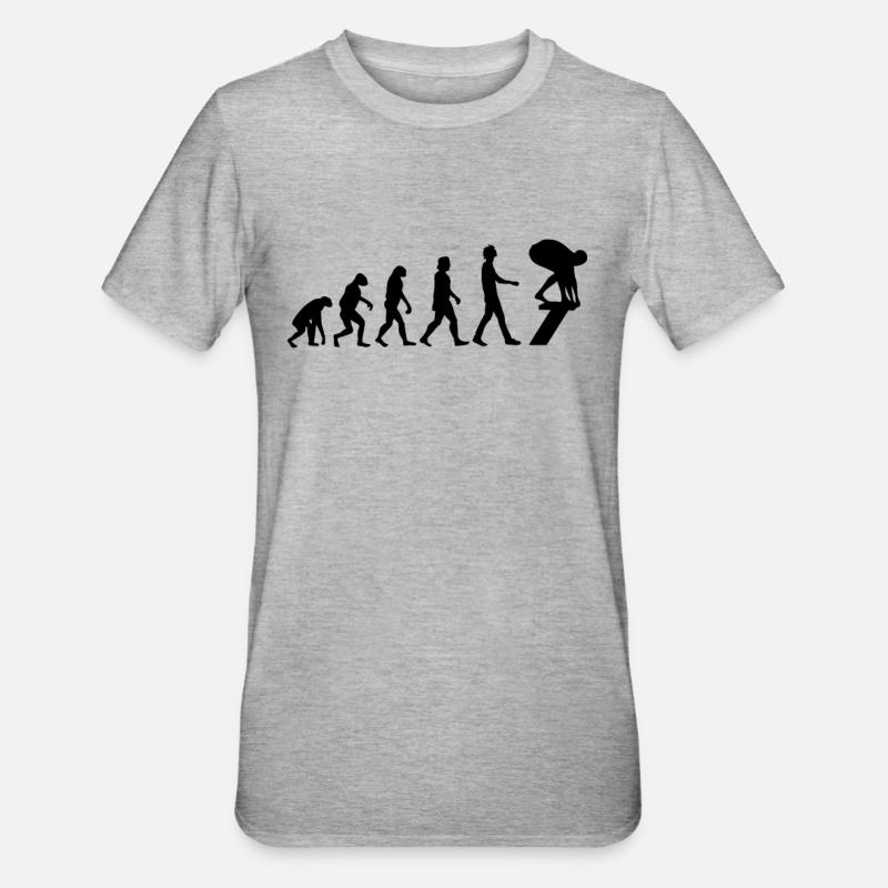 Schwimmer Evolution Schwimmen Geschenk - Unisex Polycotton T-Shirt - Grau meliert