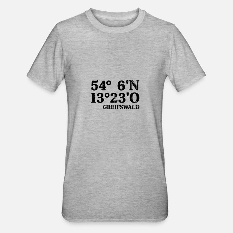 Coordonnées de Greifswald - T-shirt polycoton Unisexe - gris chiné