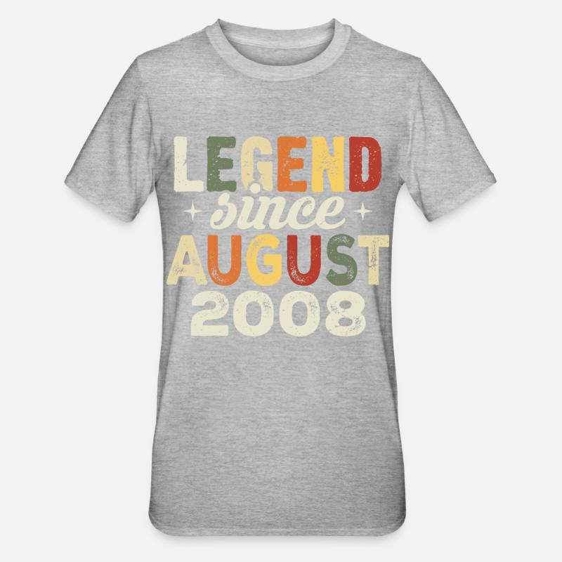 August 2008 Jahrestag August 2008 - August 2008 - Unisex Polycotton T-Shirt - Grau meliert