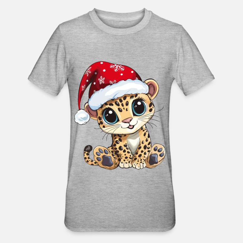 Léopard Noël Mignon Noël mignon - T-shirt polycoton Unisexe - gris chiné