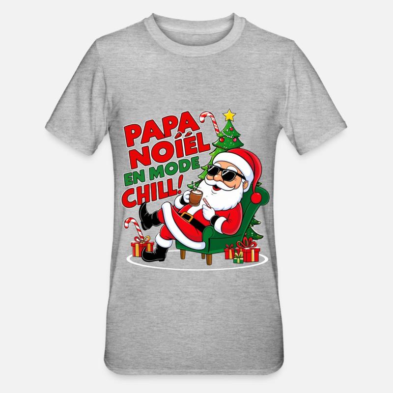 Der Weihnachtsmann im Chill-Modus - Unisex Polycotton T-Shirt - Grau meliert
