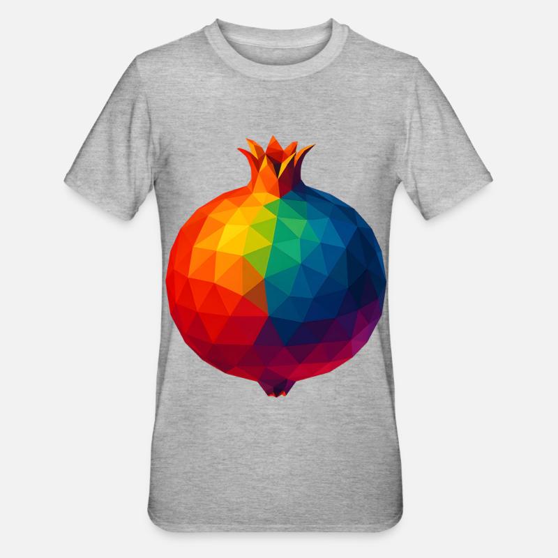 WPAP Stil - Granatapfel - Unisex Polycotton T-Shirt - Grau meliert