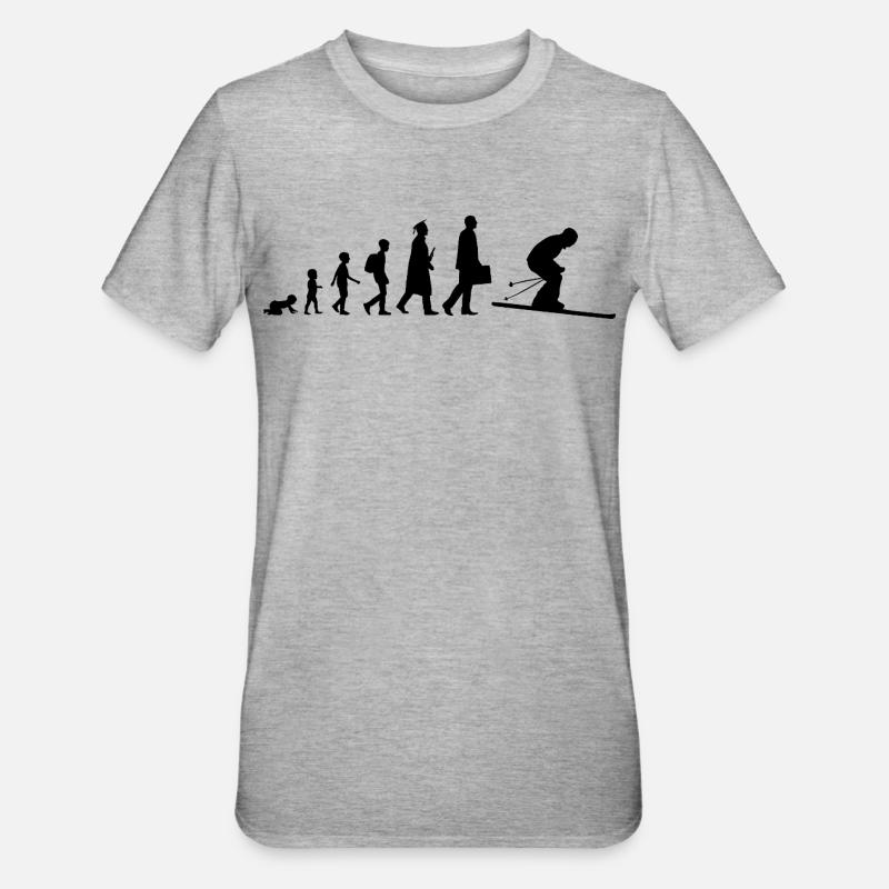 Évolution du skieur - T-shirt polycoton Unisexe - gris chiné