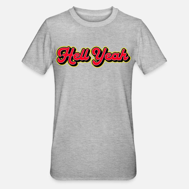 Hell Yeah 3D Retro Script - Unisex Polycotton T-Shirt - heather grey