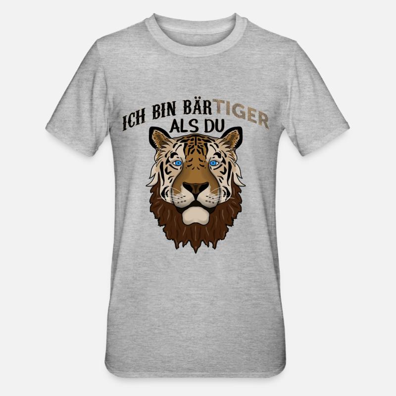 Ich bin BärTiger als du - Unisex Polycotton T-Shirt - Grau meliert