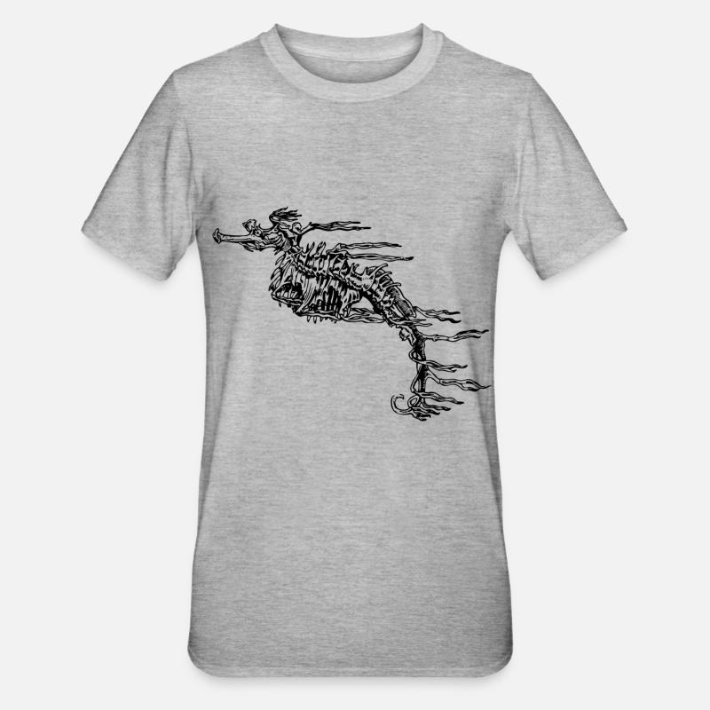 Hippocampe Résumé dessin idée de cadeau mer - T-shirt polycoton Unisexe - gris chiné