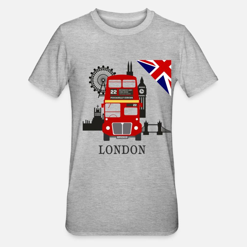 Angleterre, Londres, sightseeing, - T-shirt polycoton Unisexe - gris chiné