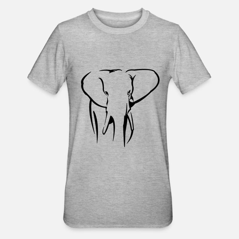 Eléphant noir - T-shirt polycoton Unisexe - gris chiné