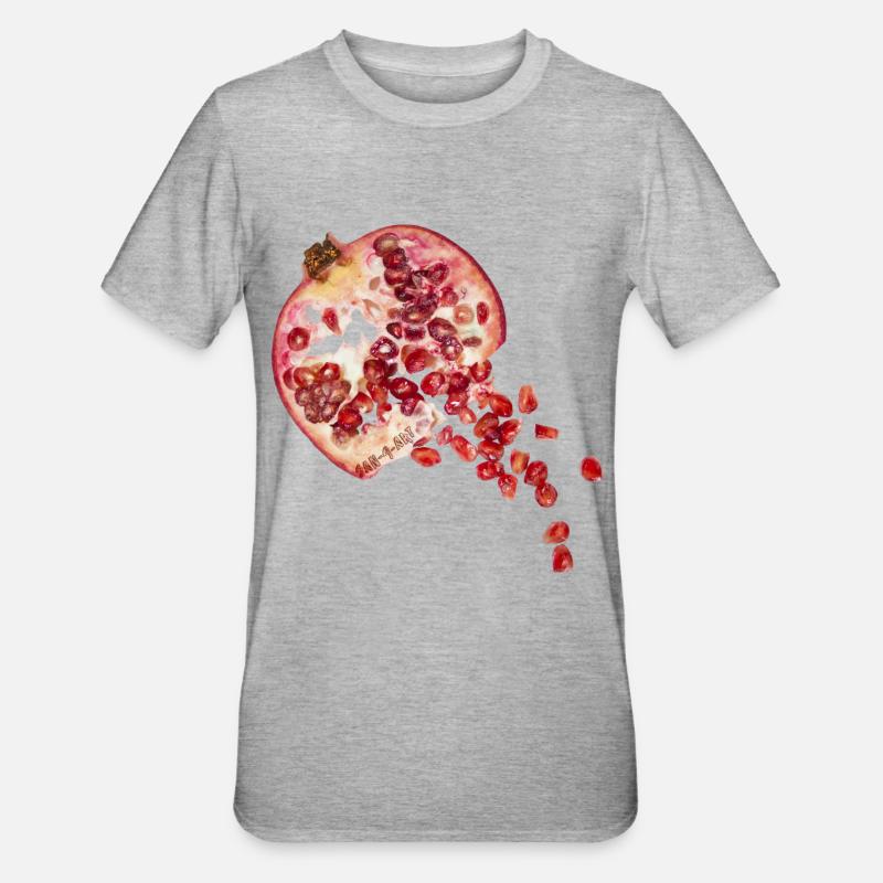Granatapfel - Unisex Polycotton T-Shirt - Grau meliert