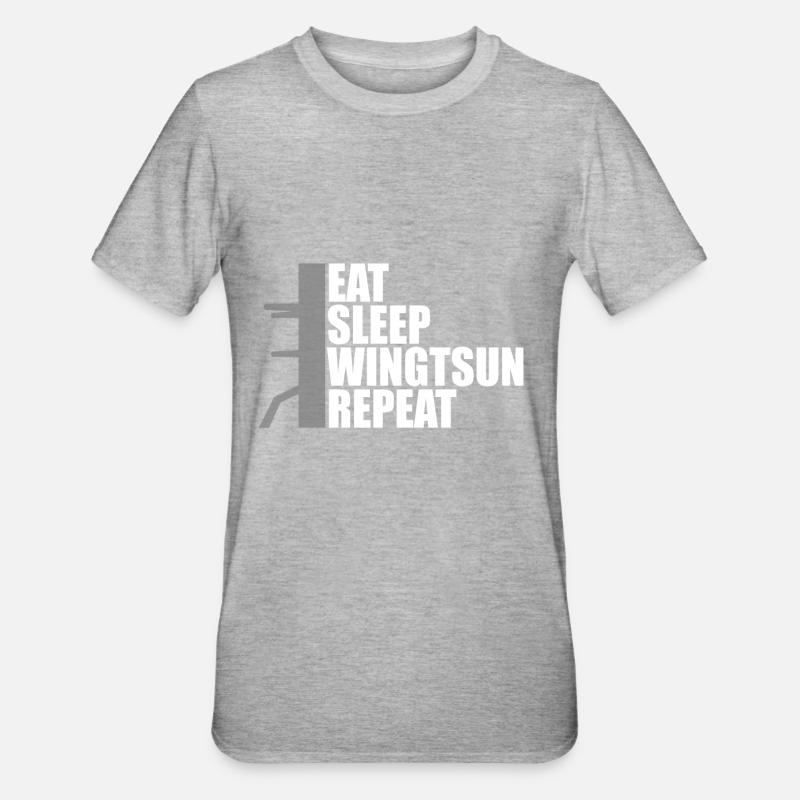 eat sleep wingtsun dummy - Unisex Polycotton T-Shirt - Grau meliert