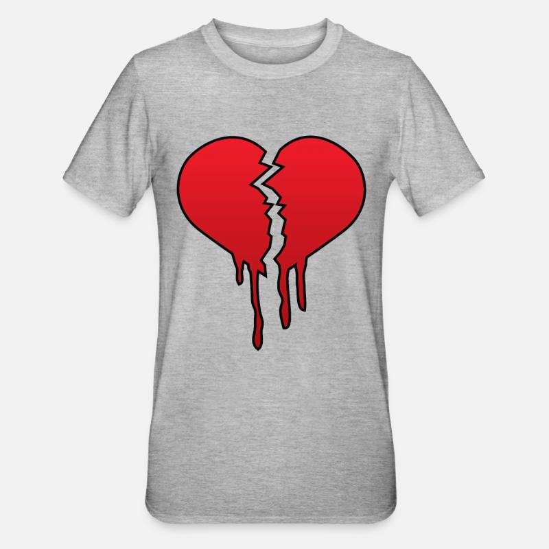 Broken heart de - Unisex Polycotton T-Shirt - Grau meliert