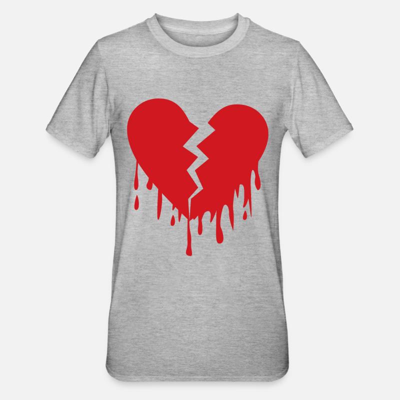 Broken heart de - Unisex Polycotton T-Shirt - Grau meliert