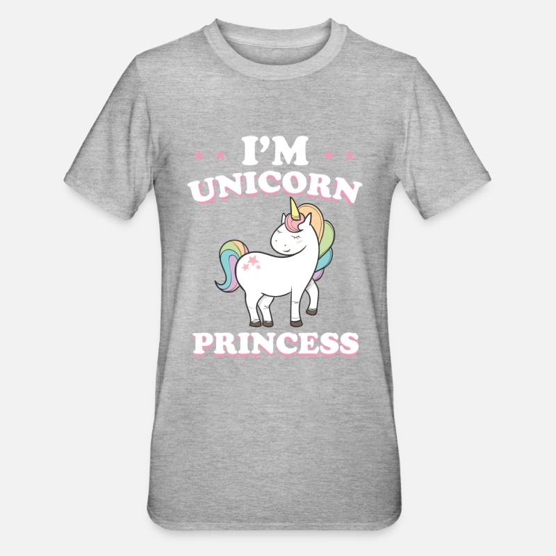 Unicorn Prinzessin Einhorn Mädchen Cooles Geschenk - Unisex Polycotton T-Shirt - Grau meliert