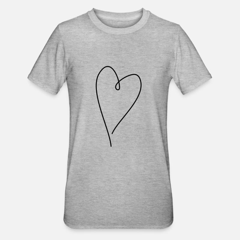 Cuore nero - Maglietta unisex, mix cotone e poliestere - grigio melange