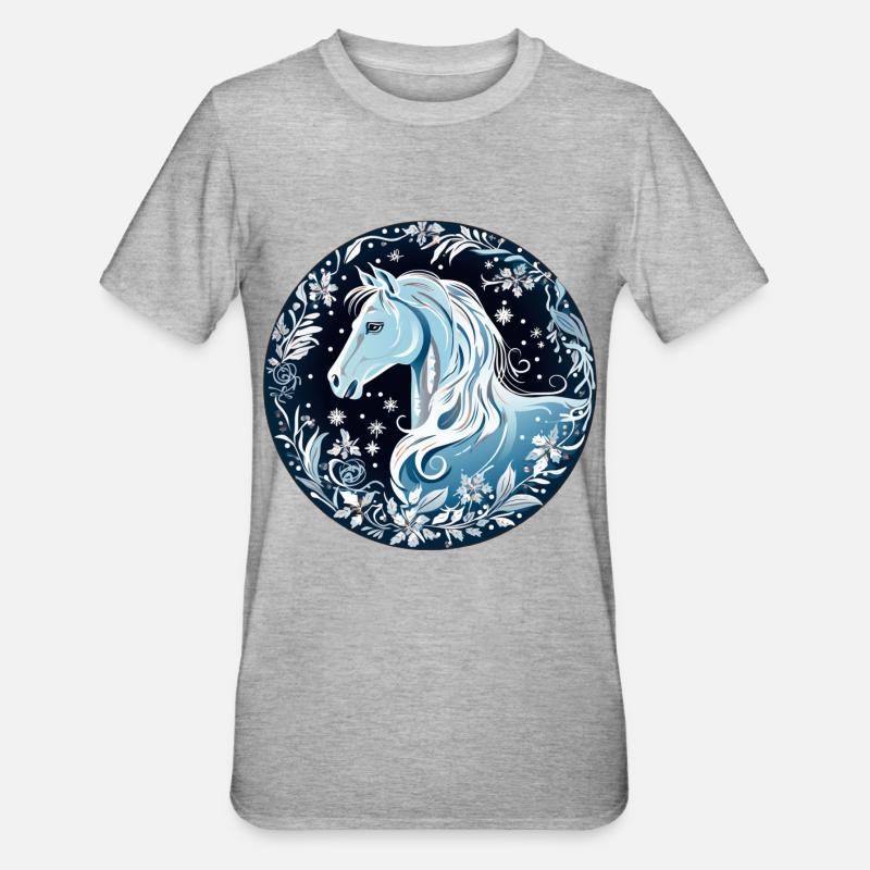 Pferd - Unisex Polycotton T-Shirt - Grau meliert