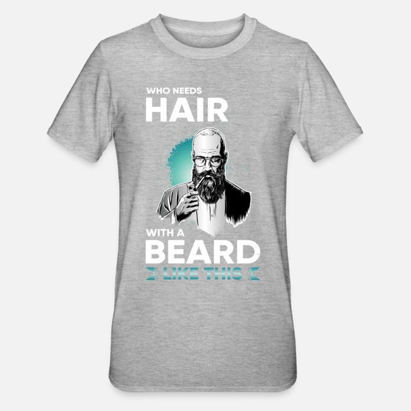 Barbe barbe barbe poils du visage barbe complète - T-shirt polycoton Unisexe - gris chiné