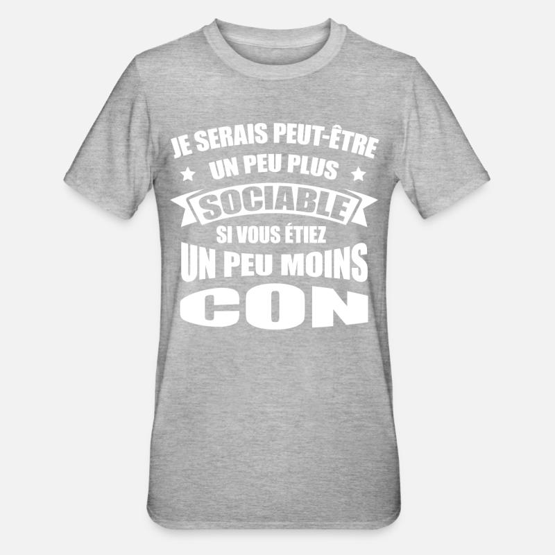 SOCIABLE AUX MOINS CONS - T-shirt polycoton Unisexe - gris chiné