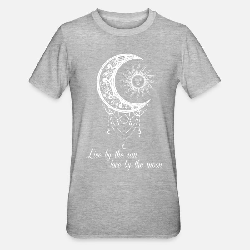 Boho Lune et soleil sun et moon gothique graphique - T-shirt polycoton Unisexe - gris chiné